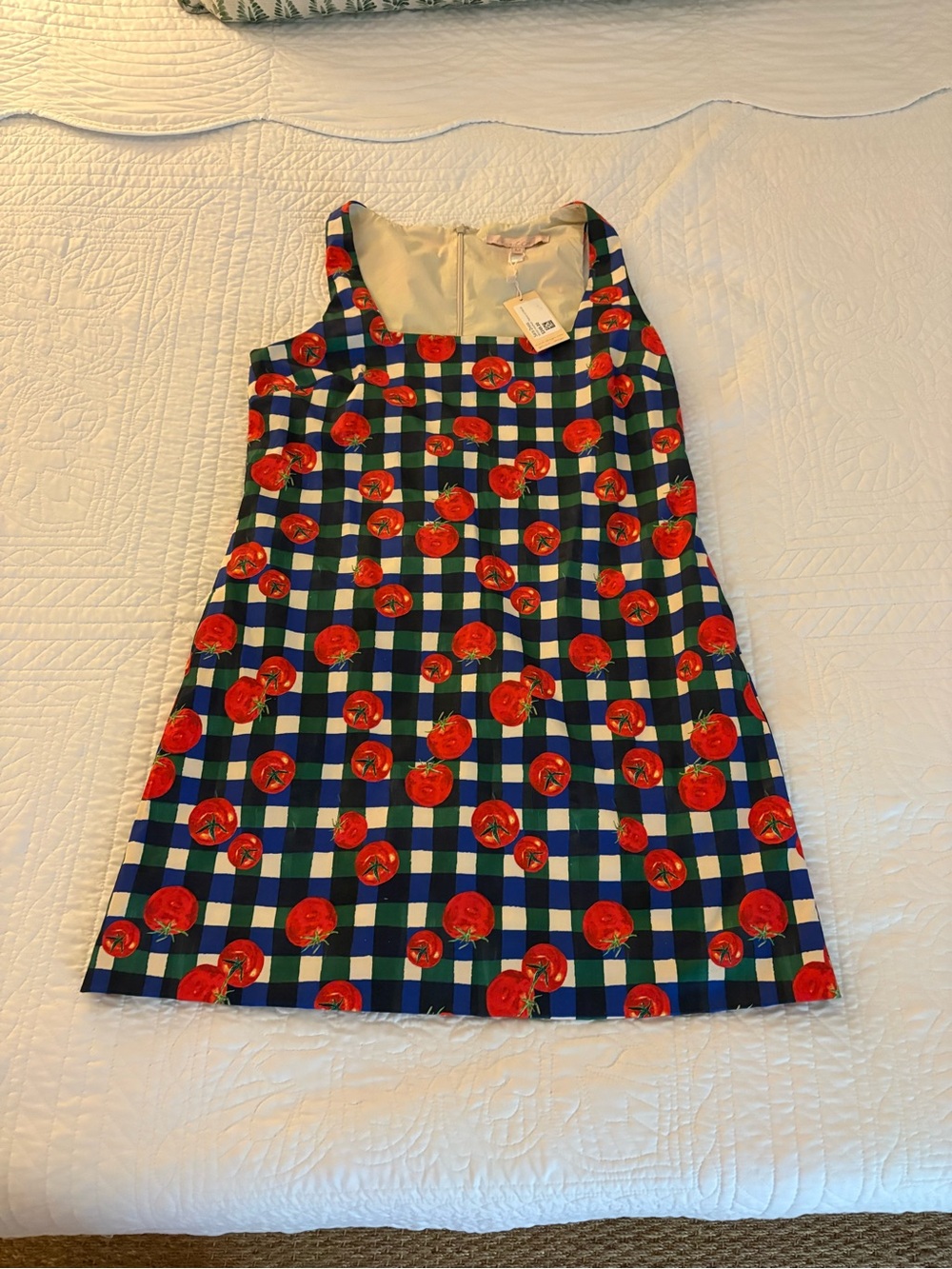 NWT Hutch Sara Mini Dress tomato plaid check size medium - Picture 4 of 7